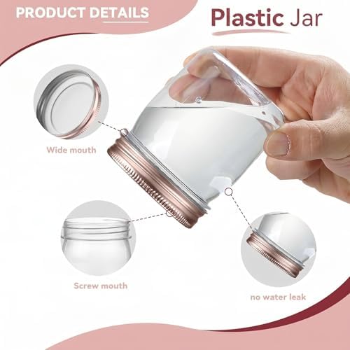 novelinks 8 oz Plastic Mason Jars and Clear Plastic Jars with Lids 8 oz - Image 3