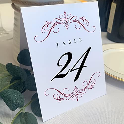 Classic Flourish Table Numbers, Burgundy, 1-110 by DocumentsandDesigns
