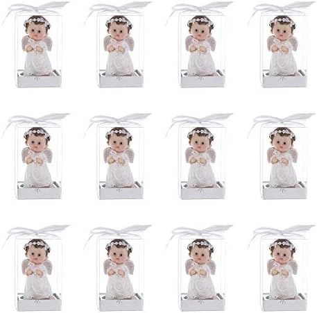 Keepsake Figurine 12 pcs Baby Boy White Angel Holding Baby Lamb | Awesome Decorations or Party Favors | for Baptism, First Communion, Religious and Special Celebrations - Image 3