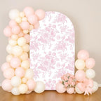 Pink Floral Arch Backdrop Cover Toile Bride to Be Baby Shower Girl Party Chiara Arched Frame Bow Flowers 1st Wedding Birthday Parties Decorations (7.2FT,4029) by afoloa