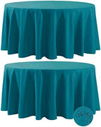 Fokitut 2 Pack Waterproof Round Tablecloth, 108 Inch, Stain Resistant and Wrinkle Polyester Table Cloth, Fabric Table Cover for Kitchen Dining, Wedding, Party, Holiday Dinner-Caribbean Blue by BalsaCircle