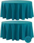 Fokitut 2 Pack Waterproof Round Tablecloth, 132 Inch, Stain Resistant and Wrinkle Polyester Table Cloth, Fabric Table Cover for Kitchen Dining, Wedding, Party, Holiday Dinner-Caribbean Blue by BalsaCircle