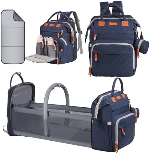 Diaper Bag Backpack with Changing Station, Blue by Shengmeister