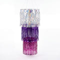Fringe Chandelier Decoration - Sparkle Silver/Purple 38 in by PartySolids