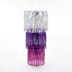 Fringe Chandelier Decoration - Sparkle Silver/Purple 38 in by PartySolids