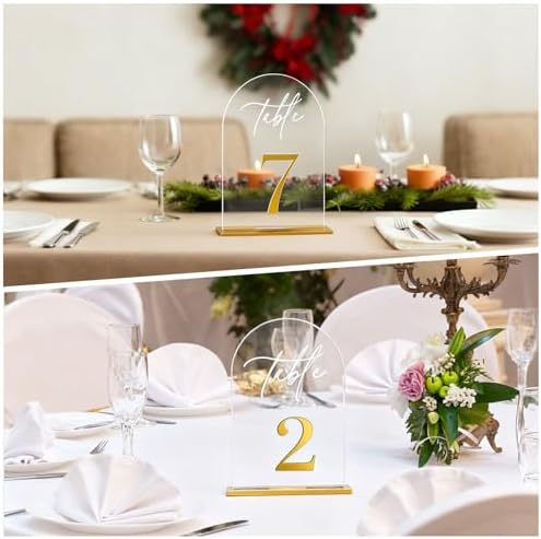 1-25 Arch Acrylic Wedding Table Numbers with Stands 5x8 Inch Signs - Image 6