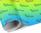 MyPupSocks Custom Text Wrapping Paper Gradient Yellow & Green Name, Personalized Name Gift Wrap Paper Funny Wrapping Paper Roll 58x23 for Boys Girls Kids Birthday Christmas Winter Holiday 3 Rolls - Image 3