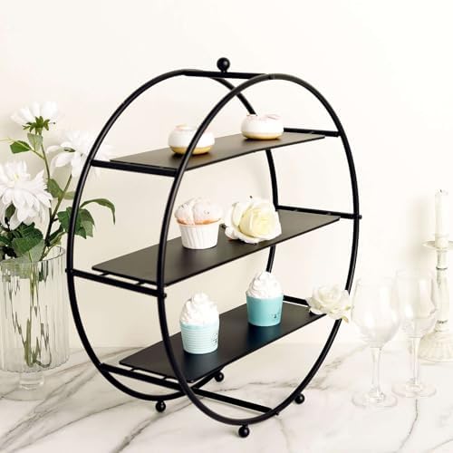 Efavormart 21" Matte Black Metal Tiered Cupcake Stand, 3 Tier Dessert Cupcake Holder Display Stand - Image 5