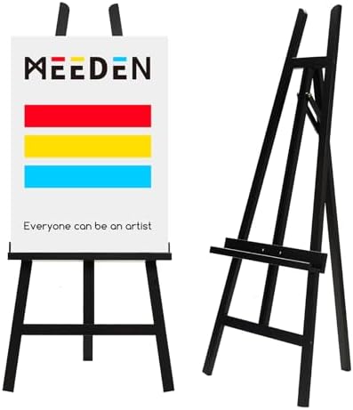 MEEDEN Display Easel Stand for Sign: Adjustable Wooden Stands for Painting - A Frame Art Easel for Canvas up to 60" for Artist Adults Drawing Picture Poster - Black by MEEDEN