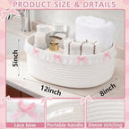 SiliFine 3 Pcs Pink Bow Storage Basket Cute Basket for Gifts Empty - Image 3