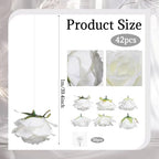 Suncalla 42 Pcs Artificial Rose Peony Flower Garlands Hanging Decor Backdrop Each 39.4inch Silk Floral Garland Peony Floral Celling for Wedding Party Background Birthday Baby Shower Home Garden(White) - Image 2