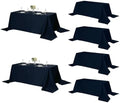 Fokitut 6 Pack Rectangle Tablecloth, 90x132 Inch, Stain Resistant and Wrinkle Polyester Table Cloth, Fabric Table Cover for Kitchen Dining, Wedding, Party, Holiday Dinner-Navy by Fokitut