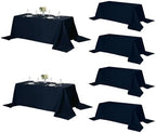 Fokitut 6 Pack Rectangle Tablecloth, 90x156 Inch, Stain Resistant and Wrinkle Polyester Table Cloth, Fabric Table Cover for Kitchen Dining, Wedding, Party, Holiday Dinner-Navy by Fokitut