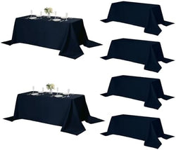 Fokitut 6 Pack Rectangle Tablecloth, 90x156 Inch, Stain Resistant and Wrinkle Polyester Table Cloth, Fabric Table Cover for Kitchen Dining, Wedding, Party, Holiday Dinner-Navy by Fokitut