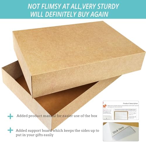 12 Kraft Gift Extra Large Wrap Boxes Bulk with Lids，12 Tissue paper and 80 Different Occasion Tag Stickers for Graduations,Mother’s, Father’s Day,Birthdays, Baby Showers, Weddings Presents Packaging - Image 2