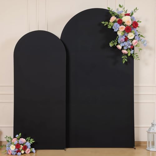 Black Arch Backdrop Cover Set of 2 Birthday Party Arch Covers 7.2 and 6ft Wedding Arch Cover Stretchy Backdrop Bridal Baby Shower Birthday Party Arches Stand Covers Spandex - Image 6