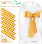 120 PCS Gold Satin Chair Sashes, 7 x 108 Inch - Image 2
