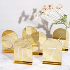 UNIQOOO Gold Mirror Arch Wedding Table Numbers with Stands 1-20, 5x7 Acrylic Display Signs and Holders, Pack of 20, Perfect for Centerpiece, Reception, Decoration, Party, Anniversary, Event - Image 6