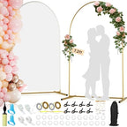 Arch Backdrop Stand and Cover Set| 7.2ft Wedding Metal Arch Stand with Spandex Fitted Backdrop Cover|Gold Balloon Arched Frame White Arch Cover for Birthday Party Baby Shower Graduation Ceremony Décor by LifeisLuck