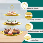 2 Set Stainless Steel Cupcake Stand, Gold Metal Serving Tray Cake Holder Cake Display Stand for Holiday Dessert Table Decorations Birthday Party Wedding - Image 3