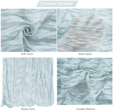 30 Pack Light Blue Cheesecloth Table Runner 9FT Rustic Sheer Table Runners 17x108 Inch Gauze Boho Runner for Wedding Bridal Baby Shower Birthday Party Table Decorations - Image 3