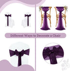 MDS Pack of 50 Chiffon Chair Sashes for Wedding & Event Décor - Eggplant - Image 4