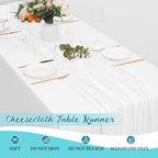 16 Pack White Cheesecloth Table Runners 20x120 Inch Gauze Table Runner Cheese Cloth 10FT White Table Runner Rustic Sheer Runner for Wedding Birthday Party Baby Shower Table Decor - Image 6