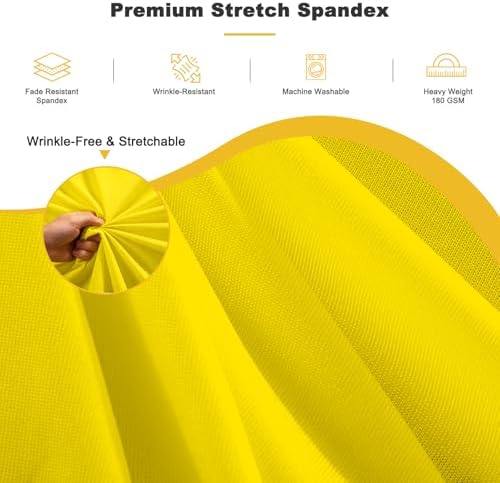 2 Pack 132 inch Yellow Round Tablecloth, Circle Stretch Table Cloths for 6 FT Tables, Wrinkle Free Round Table Skirt for Wedding Birthday Photography Party Social Events Engagement Party Decorations - Image 3