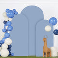 FANPROMS Set of 3 Wedding Arch Cover 6FT 6.6FT 7.2FT Dusty Blue Round Top Spandex Arch Stand Cover Fitted Fabric Balloon Arched Covers for Birthday Party Stretchy Arch Covers Decoration by FANPROMS