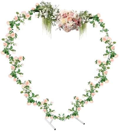 Heart Shape Wedding Arches for Ceremony, 6.9FT Love Arch Backdrop Stand, Metal Heart-Shaped Balloon Arch Frame for Wedding Bridal Birthday Party Decorations (White) by KONGKUNI