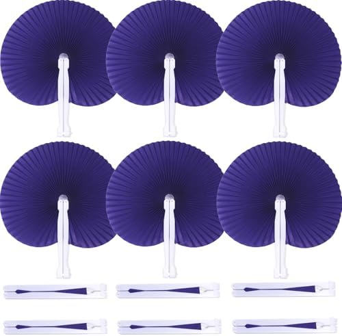 Bestage 20 Pieces Purple Round Paper Fans by Bestage