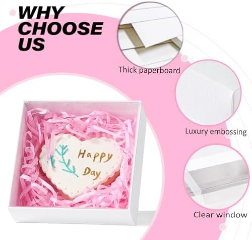 50PCS Small Baking Boxes 4x4x1.25 Inches with Clear Display Lid - Image 4