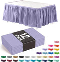Exquisite Lavender Table Skirt 12 Pack - Disposable Plastic Table Skirts for Rectangle Tables 6ft 8ft & Round Tables - 29in x 14ft Self-Adhesive Strip - Birthday Wedding Gender Reveal Decor by Exquisite