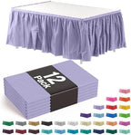 Exquisite Lavender Table Skirt 12 Pack - Disposable Plastic Table Skirts for Rectangle Tables 6ft 8ft & Round Tables - 29in x 14ft Self-Adhesive Strip - Birthday Wedding Gender Reveal Decor by Exquisite