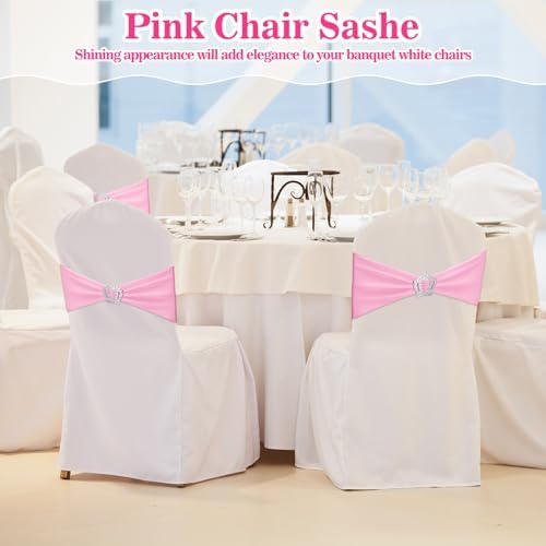 VitalCozy 50 Pcs Stretch Chair Sashes with Crown, Pink - Image 5