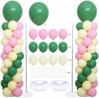 2-Sets Sage Green Pink Yellow Balloon Column Kit, 102Pcs Party Balloons by KINNOGOLDLEAF