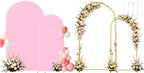 Set of 2 Metal Arch Backdrop Stands with Pink Covers, 6/7.2FT by Laxwuqu