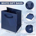 Sherr 100 Pcs Navy Blue Mini Paper Gift Bags with Handles, White Tags - Image 3