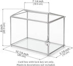 Wedding Glass Card Box with Slot and Lock, 10.2 x 6 x 8 Inch, Small Silver Geometric Cards Holder for Birthdays Party Reception, Wishing Well - Slot Length 6.3'' (Glass Box Only) - Image 5