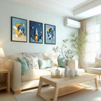 PORENY Astronaut Nursery Wall Art Set of 3, Rocket Moon Planet Canvas Prints, Cute Outer Space Nursery Decor, Space Theme Kids Room Artwork for Baby Boys Girls Bedroom Wood Framed 16x24 Inch - Image 3