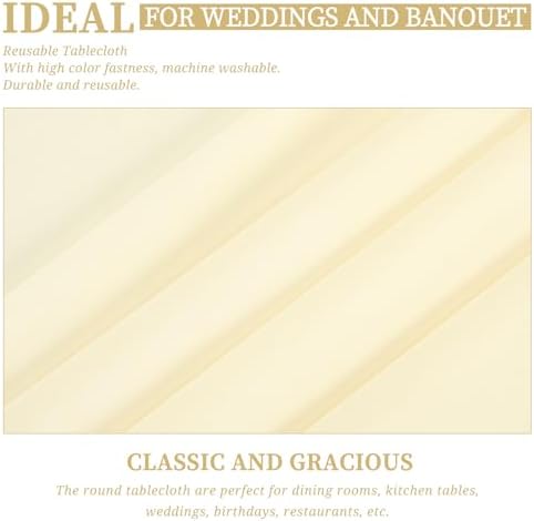 Showgeous 90 Inch Beige Round Tablecloths, Polyester Table Covers - Image 5