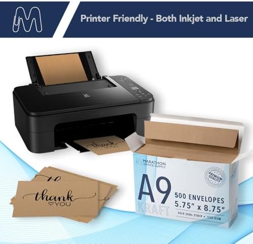MOS Kraft A9 Envelopes (5.75 x 8.75 Inch) 500 Pack, Self-Seal Heavyweight Brown Envelopes for 5.5 x 8.5 Cards, Half Fold Greeting Cards, Booklets, Rustic Wedding Programs, Invitations - Image 4