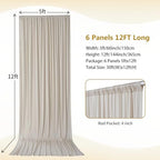 30×12ft Wrinkle Free Beige Backdrop Curtain for Wedding Parties-6 Panels 5×12ft Long Soft Silky Polyester Backdrop Drapes Photo Back Drop Curtains for Party Photography Background Cloth - Image 4