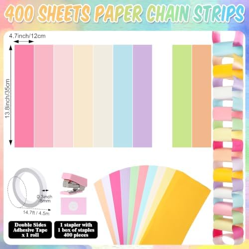 TaoBary Pastel Party Decorations 400 Extra Paper Chain - Image 4