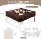 2 Pack Chocolate Spandex Tablecloths for 54x54 Inch Square Tables, Stretch Fitted Table Clothes with Pleated Ruffle Skirt for 54” Table, Wrinkle Free and Elastic, for Party Kitchen Home Dining - Image 4