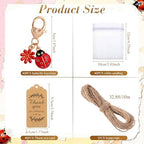 Ecation 120 Pack Ladybug Keychain Favors with Kraft Cards Organza Bags - Image 2