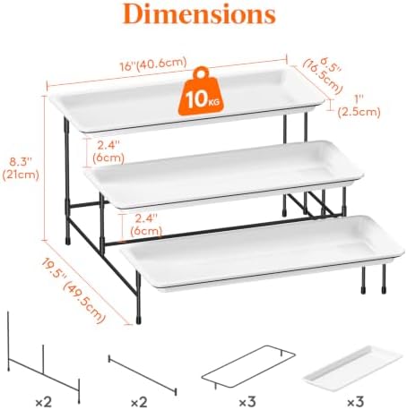 Lifewit 3 Tier Serving Tray for Party, Plastic Tiered Food Serving Platters - Image 2