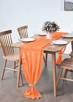 Pufogu 5 Pack 10Ft Orange Chiffon Table Runner Sheer 29x120 Inch - Image 5