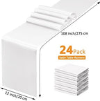 SiinvdaBZX 24 Pcs White Satin Table Runner 12 x 108 inches Long - Image 4