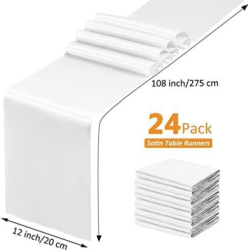 SiinvdaBZX 24 Pcs White Satin Table Runner 12 x 108 inches Long - Image 4
